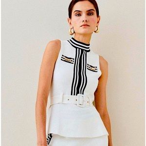 Karen Millen Knit Belted Peplum Top